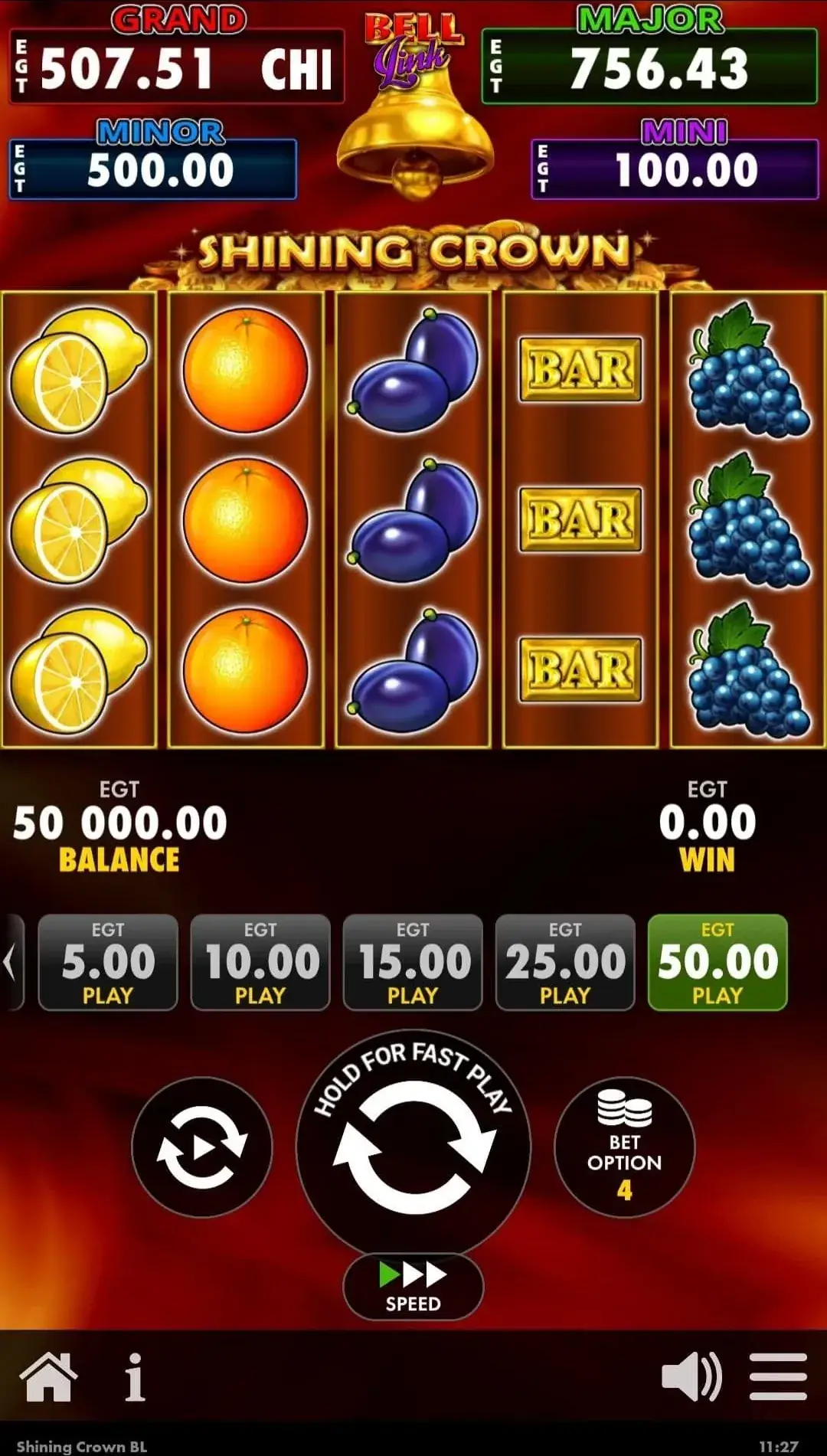 Griglia del gioco base di Shining Crown in modalità demo